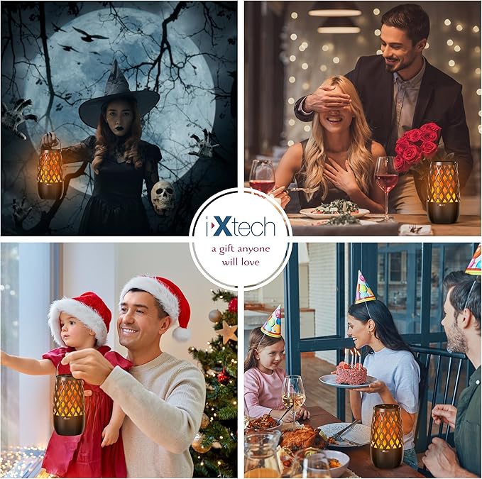 IXTECH Outdoor Bluetooth Speaker Waterproof Wireless with LED Flame Light, Shower Bluetooth Speaker
