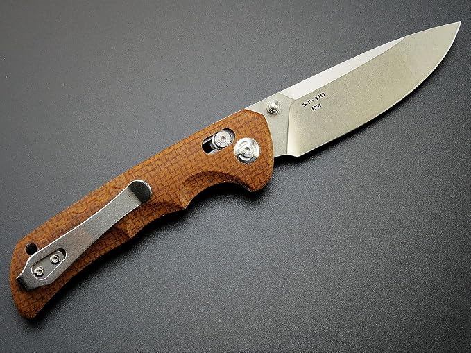 Sitivien ST110 Folding Knife, D2 Blade and Micarta Handle Pocket Knife, EDC Tool Knife with Pocket