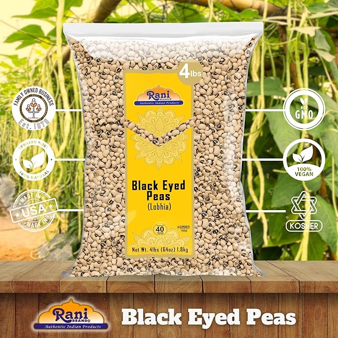 Rani Black Eyed Peas, Dried Cowpeas (Lobhia) 64oz (4lbs) 1.81kg Bulk ~ All Natural | Vegan | Kosher
