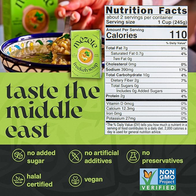 Mezete Preservative-Free Soup | Ready to Eat | Vegan Soup | Freekeh | Authentic Middle Eastern | No