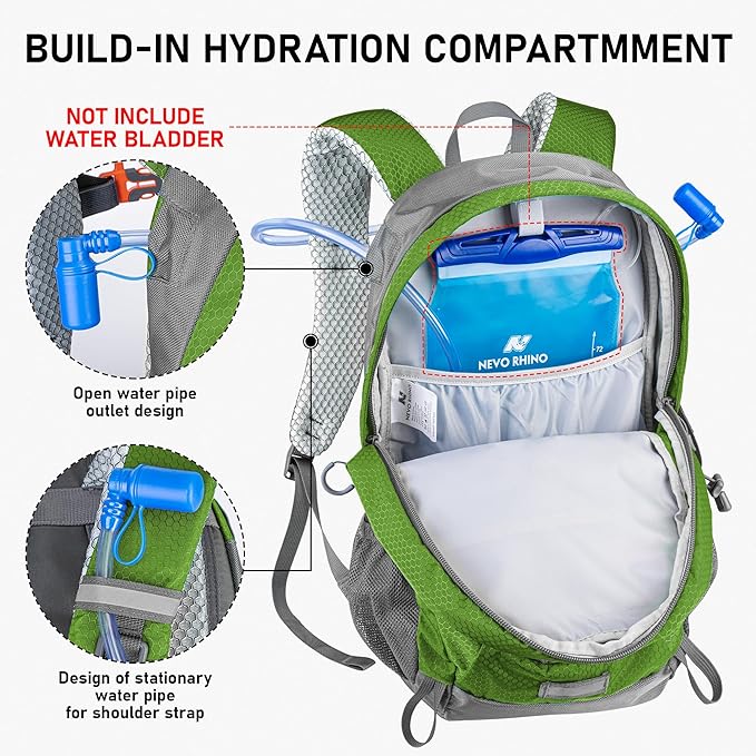 N NEVO RHINO Hiking Backpack 20L Water Resistant Outdoor Day Pack,Lightweight Travel Small Backpack