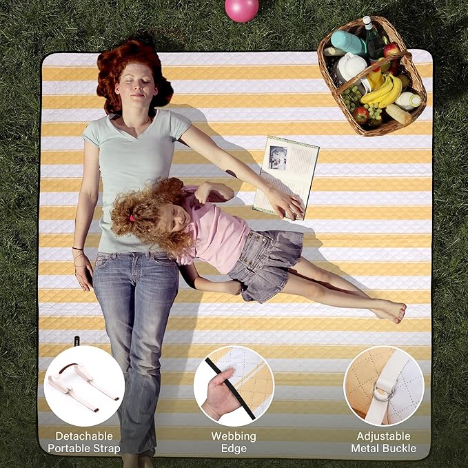 HX&OD Extra Large Picnic Outdoor Blanket, 80”x80” Waterproof Picnic Mat Foldable Camping Blanket