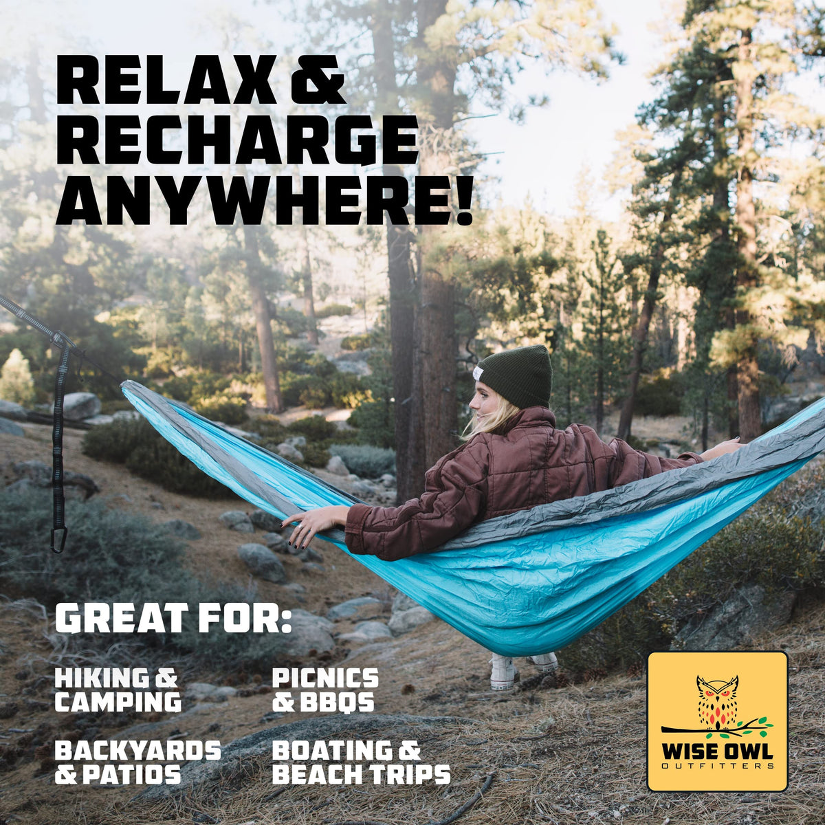 Wise Owl Outfitters Hammock for Camping Double Hammocks Gear for The Outdoors Backpacking Survival