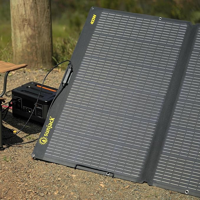 SunJack 400W Foldable Solar Panel Charger, 48V Portable ETFE Solar Charger for Power Station