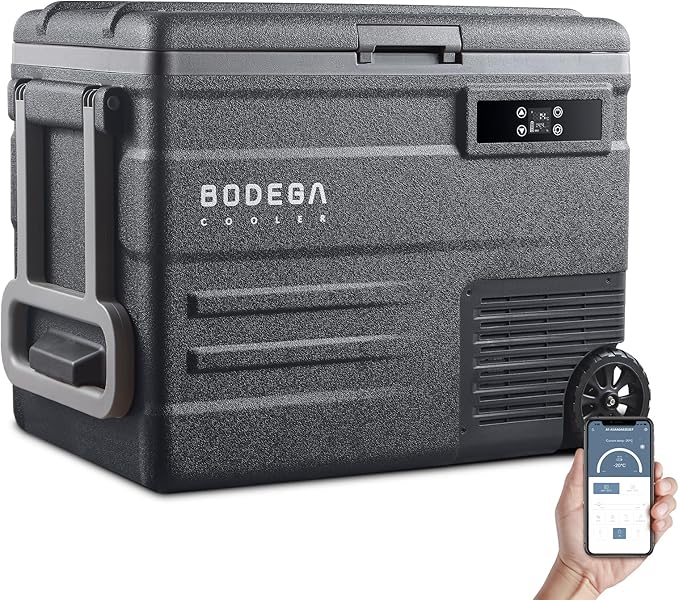 BODEGACOOLER 12 Volt Car Refrigerator,58QT(55L) Car Fridge with Wheels,RV Portable Freezer Single