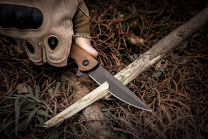 Gentleman's knife wood handle assist knife Flipping pocket knife ball bearing Folding Knife EDC