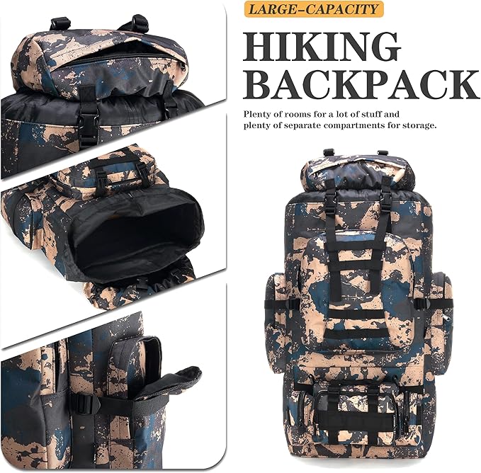 100L Camping Hiking Backpack,Molle military Tactical rucksack backpack,Waterproof Lightweight
