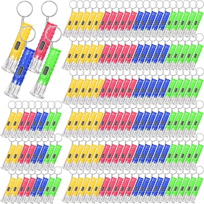Jexine 150 Pcs Flashlight Keychain, Assorted Colors Portable LED Flashlight, Handheld Plastic
