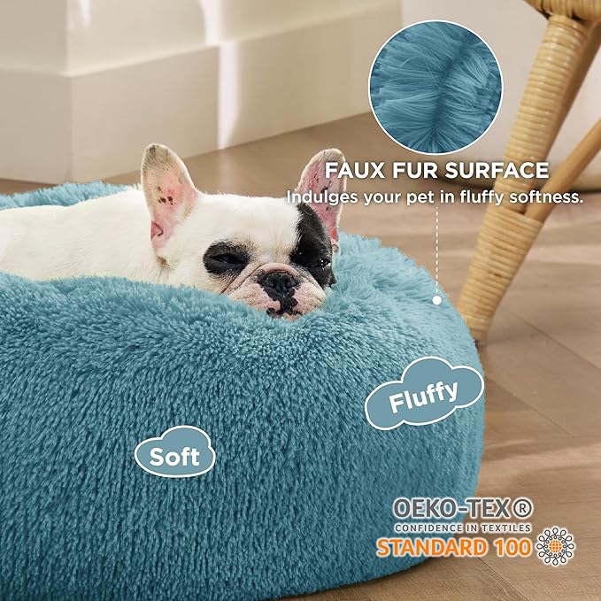 Bedsure Calming Dog Bed for Small Dogs - Donut Washable Small Pet Bed, 23 inches Anti-Slip Round