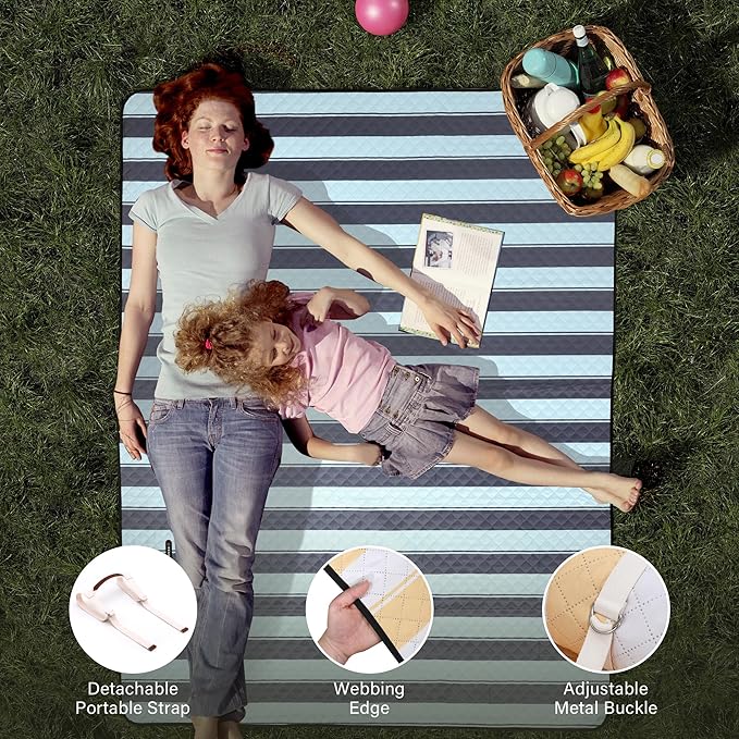 HX&OD Extra Large Picnic Outdoor Blanket, 80”x60” Waterproof Picnic Mat Foldable Camping Blanket