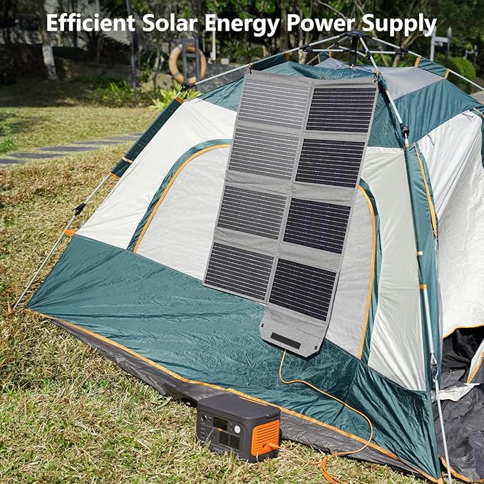 80W Foldable Solar Panel, Portable Solar Charger with 4 Ports (DC/USB-C/2xUSB-A) & 7-in-1