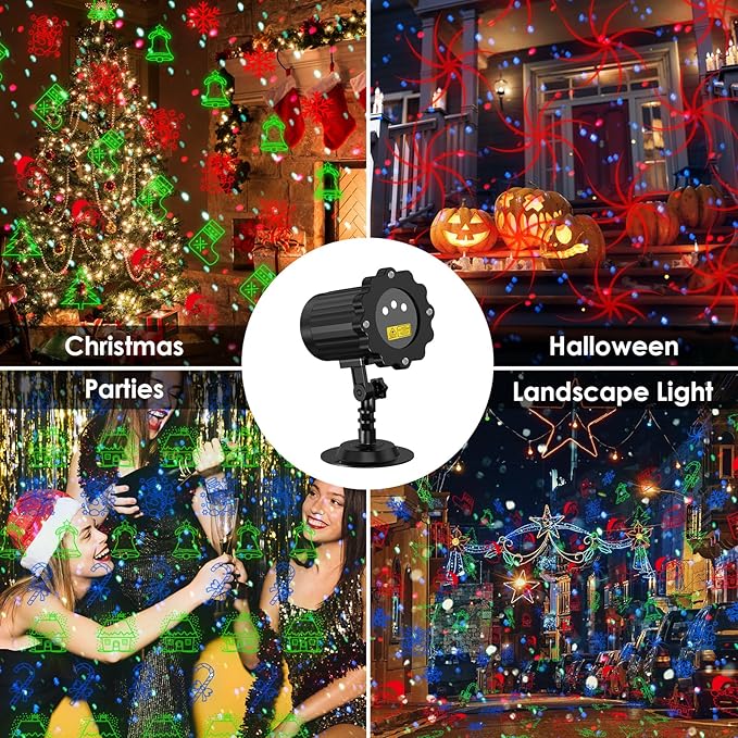 Laser Christmas Projector Lights Outdoor, 3 Colors RGB Christmas Laser Lights Outdoor Waterproof