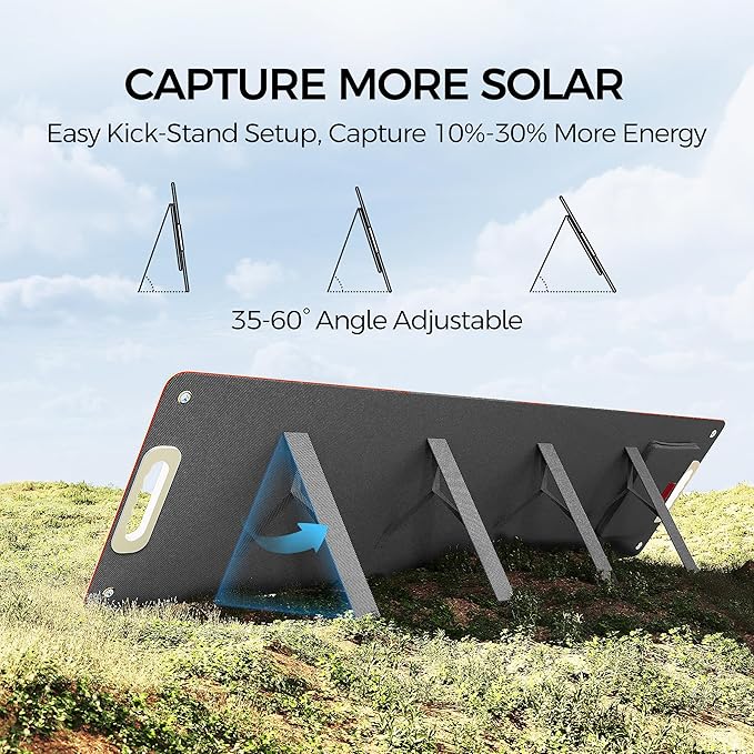 Flashfish 100W 18v Foldable Solar Panel, High-Efficiency Solar Charger with Dc Output & 65W USB.C