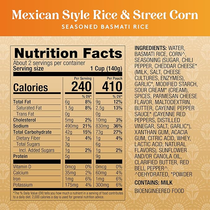 Royal Ready to Heat Mexican Style Rice & Street Corn Seasoned Basmati Rice (8.5oz, Pack of 6)