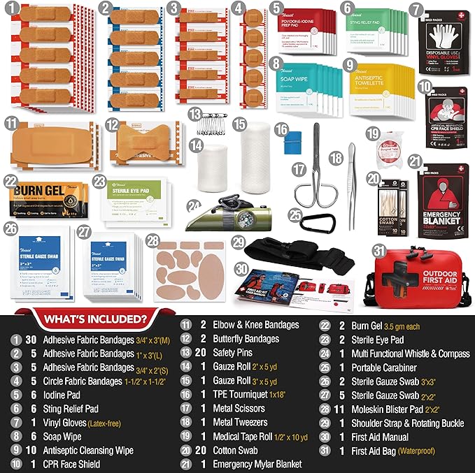 152 PCS Waterproof First Aid Kit, Portable Small Boat Dry Bag Bug Out Bags, Emergency Medical Kit