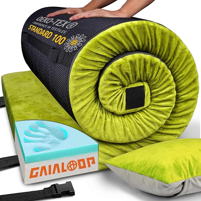 3 Inch GAIALOOP Thick Memory Foam Camping Mattress Sleeping Pad [Car/Tent/Cot] Glamping Portable