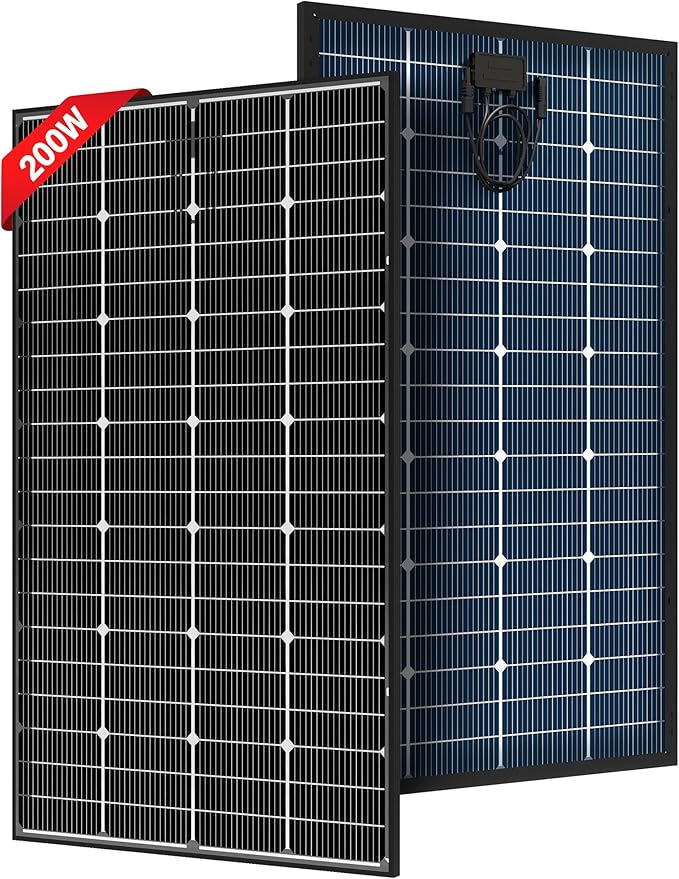 JJN Bifacial 200 Watt Solar Panel, 16BB N-Type 200W 12V 25% High Efficiency 200W Solar Panels