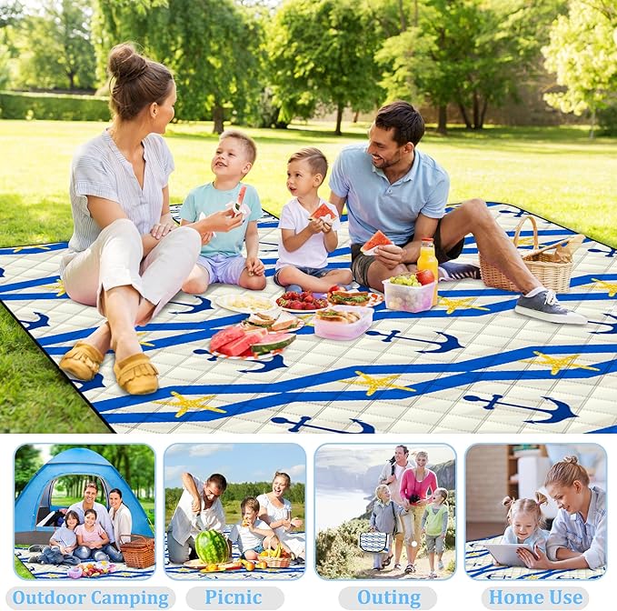 Poedist Extra Large Picnic Blanket Waterproof,80"x 80"Foldable Machine Washable Beach