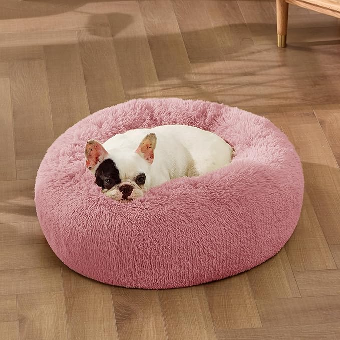 Bedsure Calming Dog Bed for Small Dogs - Donut Washable Small Pet Bed, 23 inches Anti-Slip Round
