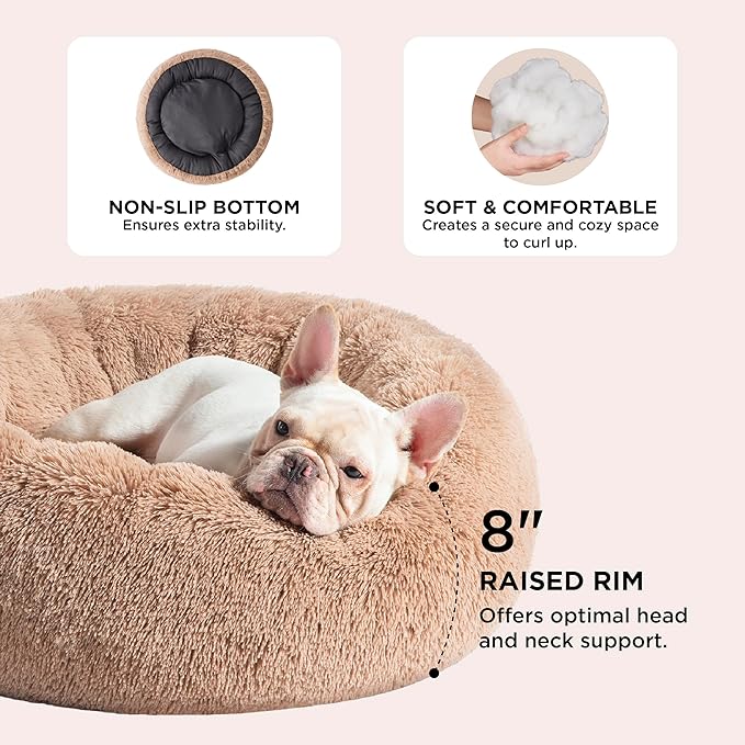 Bedsure Calming Dog Bed Medium Size Dog - Donut Washable Medium Pet Bed, 30 inches Anti-Slip Round
