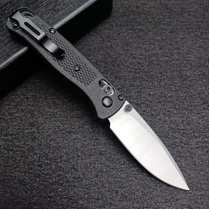 HUAAO Mini Folding Pocket Knife, Plain Edge, Thumb Stud Manual Open, Glass Reinforced Nylon Grivory