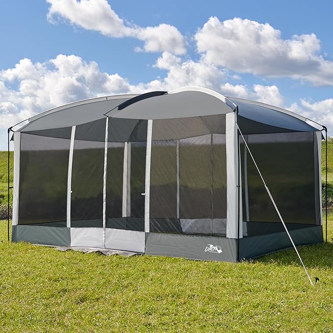 Screen House Tent 13x9ft Screen Room Mesh Gazebos w/ 2 Magnetic Doors, Included Projection Screen