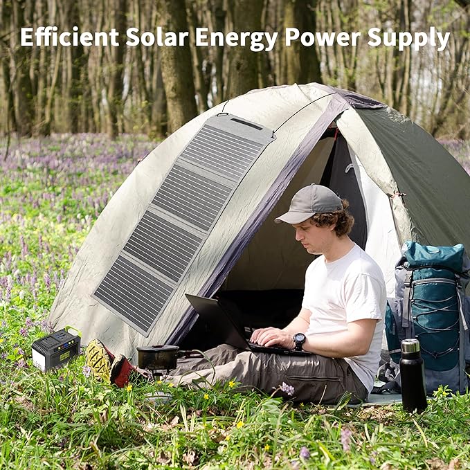 [Upgraded] MHPOWOS 40W Portable Solar Panel Charger with Triple Output (USB-C/USB-A/DC), 23%