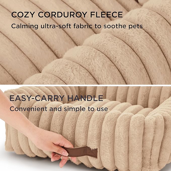 Bedsure Cute Dog Beds Large Sized Dog - Washable Furry Pet Beds, Rectangle Orthopedic Corduroy