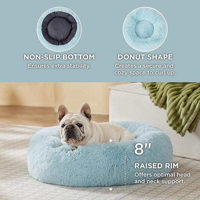 Bedsure Calming Dog Bed for Medium Dogs - Donut Washable Medium Pet Bed, 30 inches Anti-Slip Round