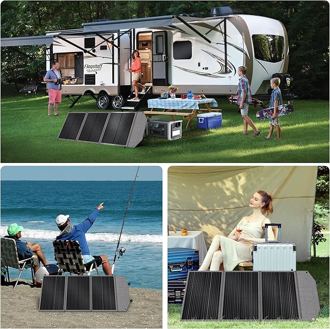 100W Portable Solar Panel for Camping RV Marine - Foldable Solar Panel Kit with Adjustable