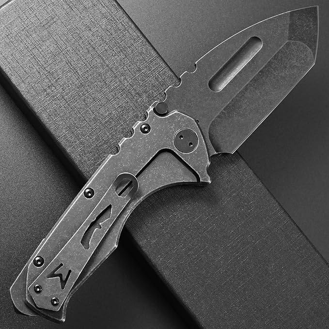 Ccanku C1137 Folding Knife, D2 Blade G10&Steel Handle EDC Tool Knife for Outdoor Camping Hiking
