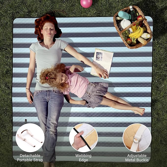 HX&OD Extra Large Picnic Outdoor Blanket, 80”x80” Waterproof Picnic Mat Foldable Camping Blanket