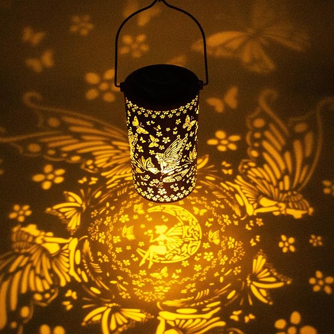 Solar Lanterns Outdoor Hanging Lantern Lights,Fairy Metal Decor Lanterns-Waterproof LED Decorative
