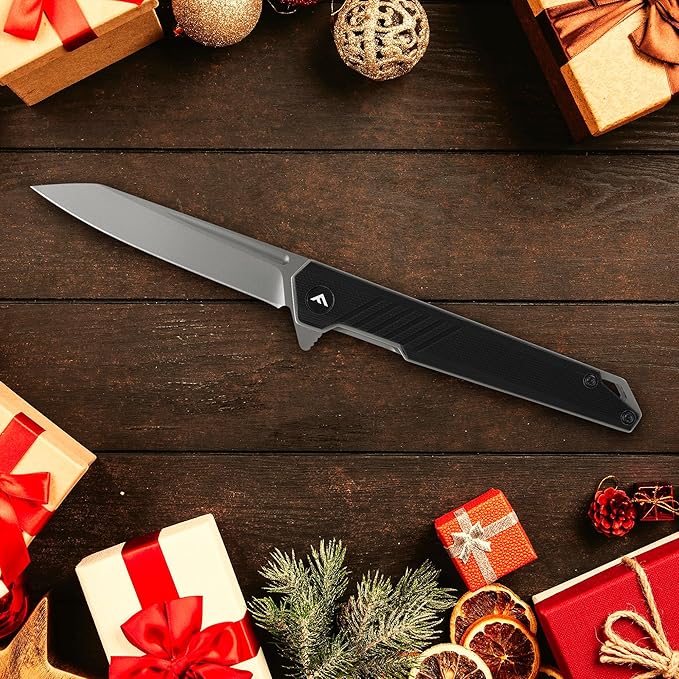 FLISSA Folding Knife, Pocket Knife with D2 Steel Blade, G10 Handle, Pocket Clip, Lightweight for