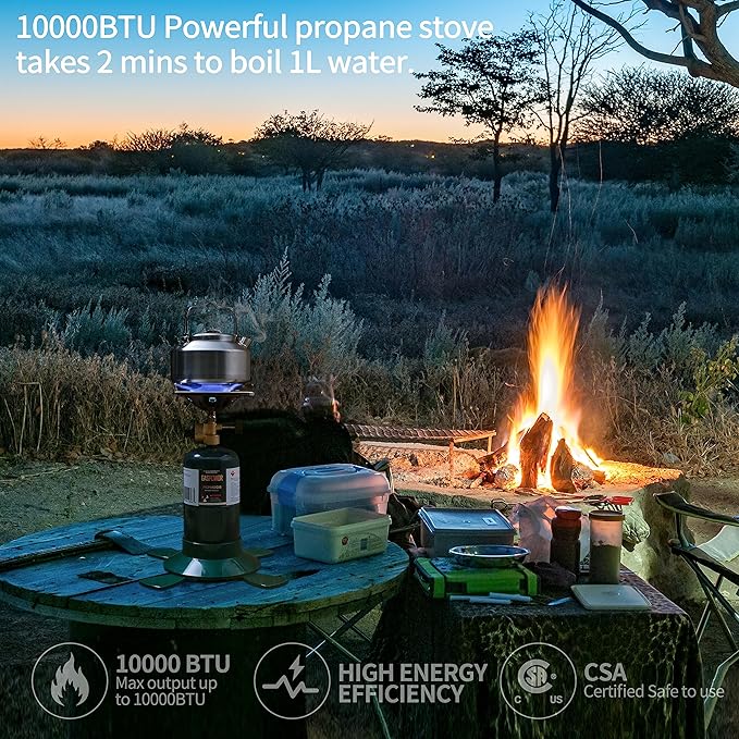 Propane Cylinder Top Stove with Adjustable Burner, Portable Camping/Backpacking Cooker