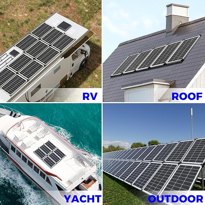 200W 12V Solar Panels, High Efficiency 9BB Cell Monocrystalline Solar Panel IP67 Waterproof