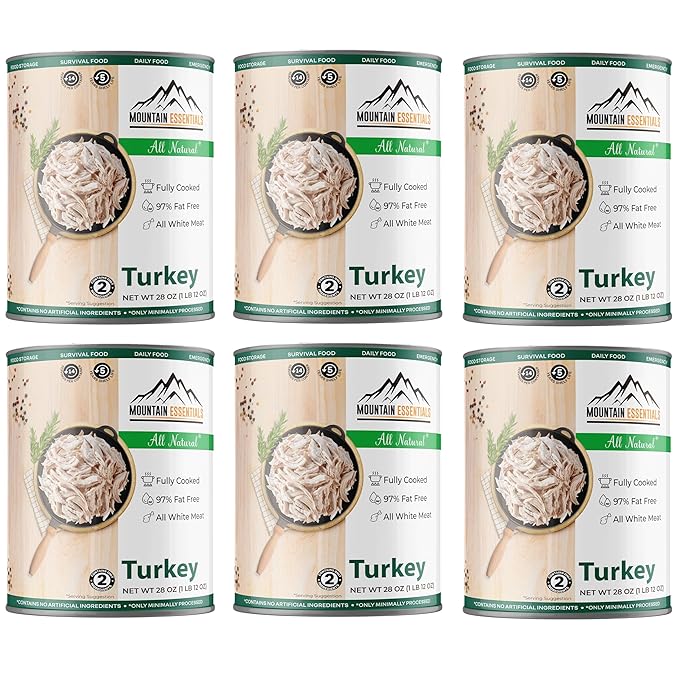 MOUNTAIN ESSENTIALS All Natural Canned Turkey 28 Oz – Fully Cooked, Ready to Eat White Meat