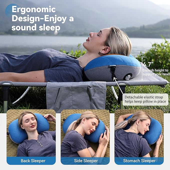 MARCHWAY Ultralight Inflatable Camping Pillow with Soft Washable Cover, Compact Compressible