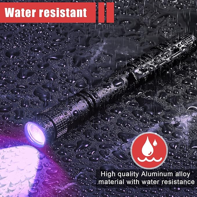 Honoson 2 Pieces UV Black Light Flashlight Small Blacklight Flashlights Pen Lights for Leak, Pet