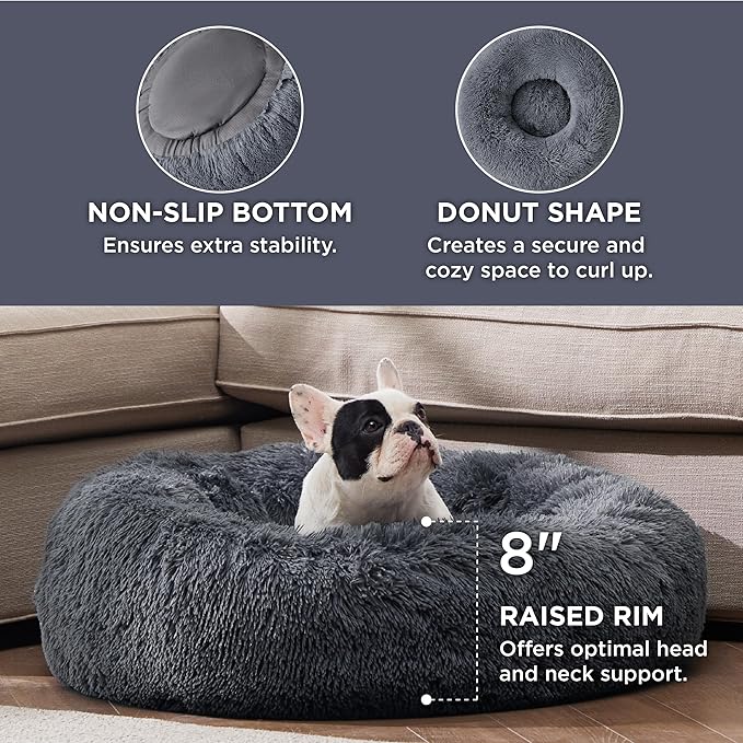 Bedsure Calming Dog Bed for Medium Large Dogs - Donut Washable Large Pet Bed, 33 inches Anti-Slip