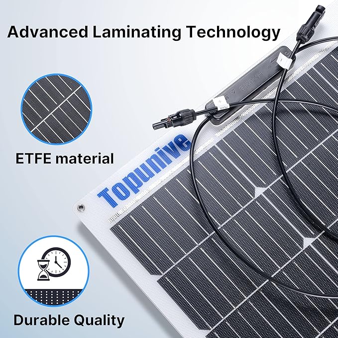 2PCS 100W 12V Flexible Solar Panel 9BB Monocrystalline Cell 12 Volt Semi-Flexible for Marine RV
