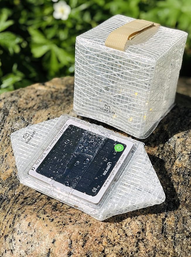 SOLIGHT-DESIGN - SOLARPUFF, Rechargeable Solar Lantern with Light Sensor - Collapsible LED Camping