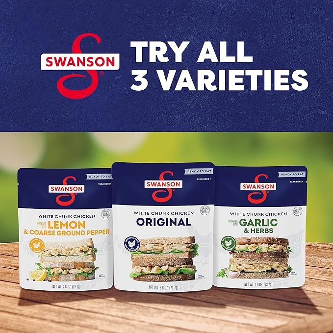 Swanson Original White Chunk Fully Cooked Chicken, Ready to Eat, Simple On-the-Go Meals, 2.6 OZ