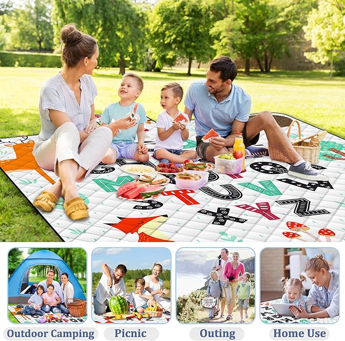 Poedist Extra Large Picnic Blanket Waterproof,80"x 80"Foldable Machine Washable Beach