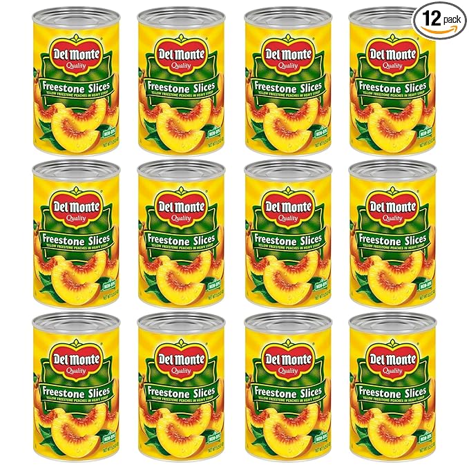Del Monte Canned Sliced Freestone Peaches in Heavy Syrup, 15.25 oz Can (Pack of 12)