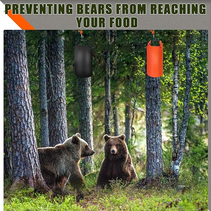 Bear Food Bag Hanging System, 2 Sets Camping Bear Bag Kit Waterproof Bear Protection Bag with