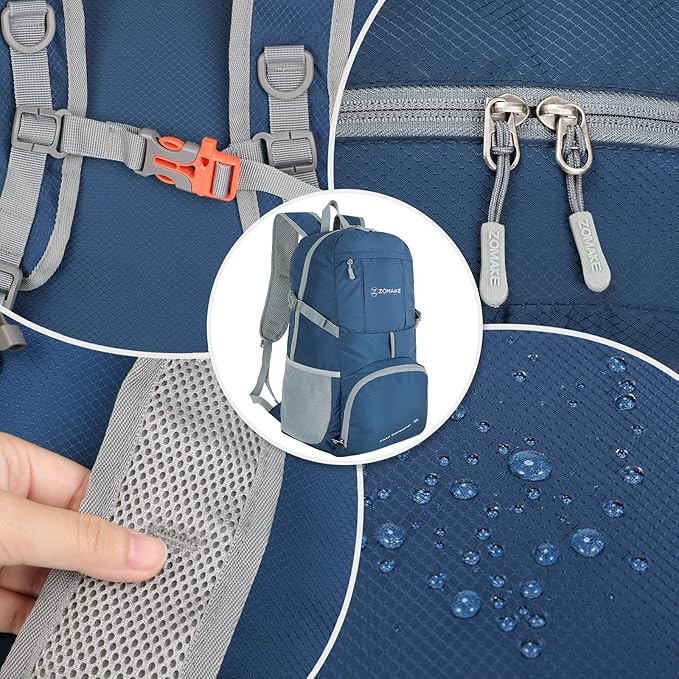 ZOMAKE Lightweight Packable Backpack 35L, Light Foldable Backpacks Water Resistant Collapsible