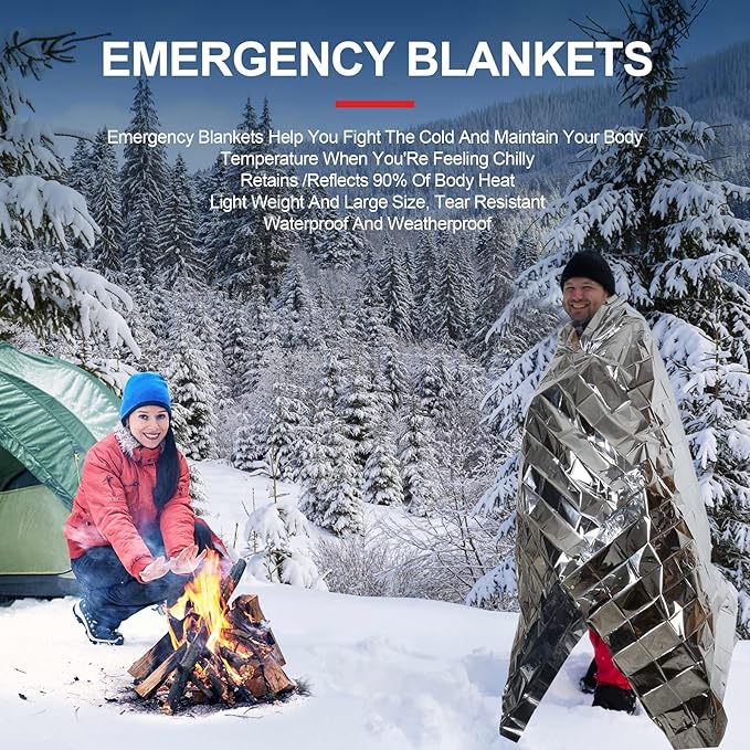9 Pack Emergency Blankets, Outdoor Survival Emergency Insulated Gear, Mylar Thermal Space Insulated