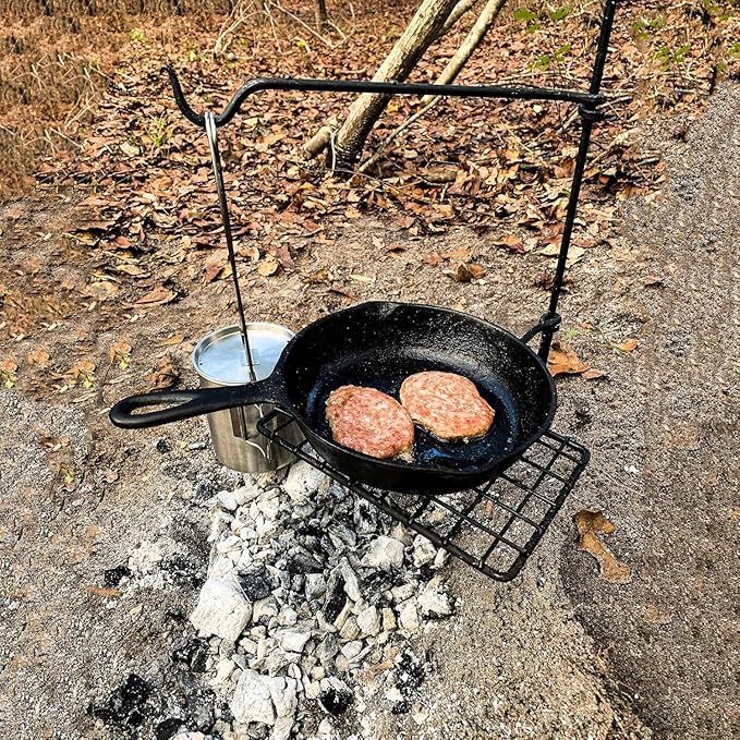 BATTLBOX Bushcraft Grill Set, Steel Campfire Cooking Grate Swivel Grill For Outdoor BBQ Open Fire