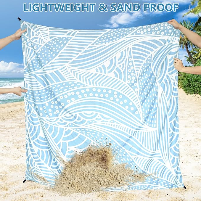 Beach Blanket Waterproof Sandproof Beach Mat 79" X 83"/10'x9'for 2-8 Adults Quick Drying Outdoor
